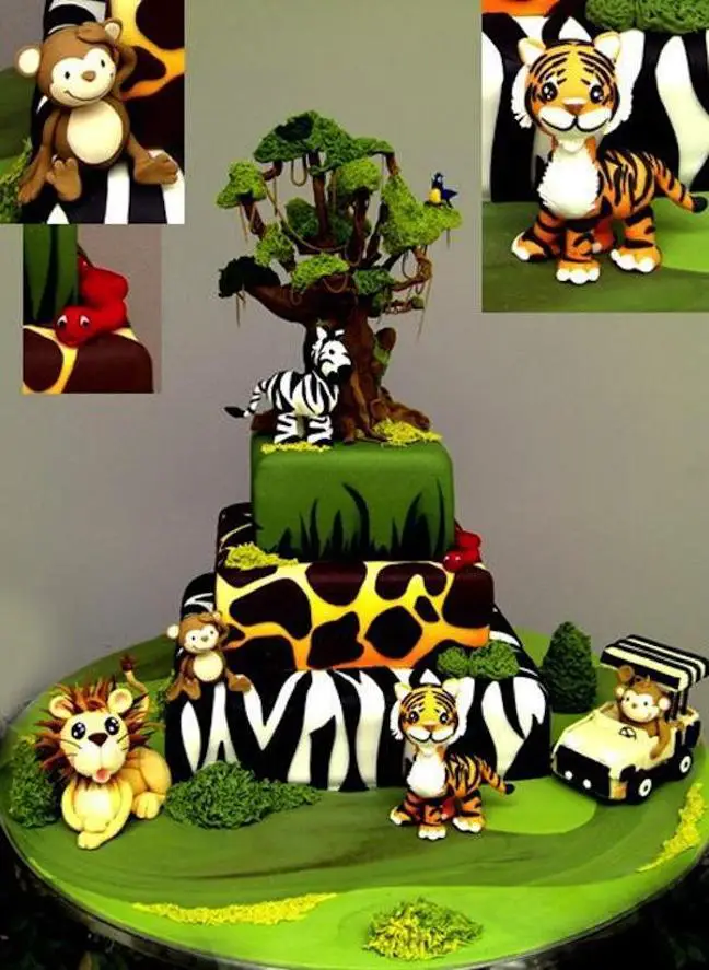jungle themed birthday cakes