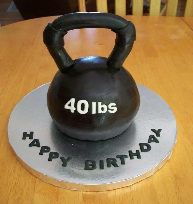 kettlebell birthday cake