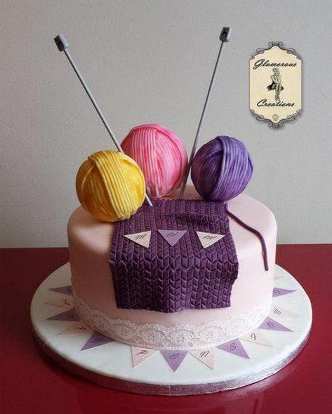 knitting birthday cake