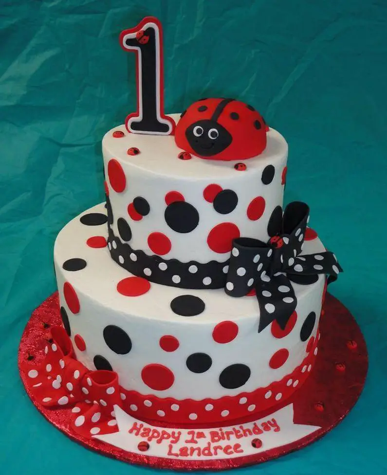ladybug first birthday cake