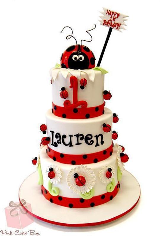 ladybug first birthday cake