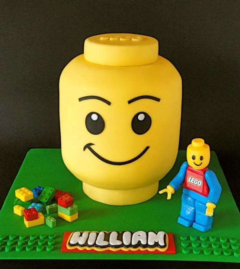 lego head birthday cake