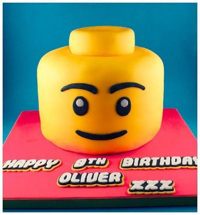 lego head birthday cake