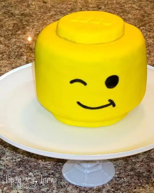 lego head birthday cake