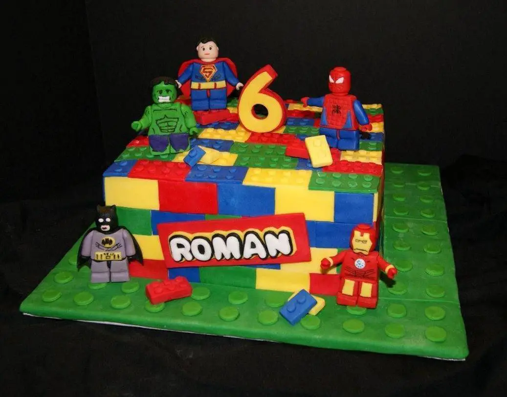 lego superhero birthday cake