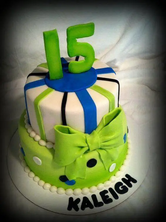 lime green and blue birthday cakes