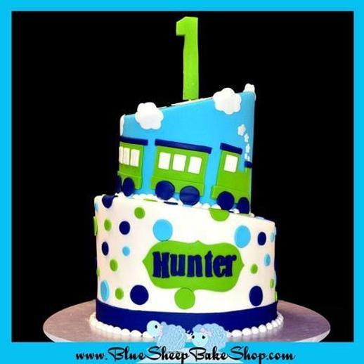 lime green and blue birthday cakes