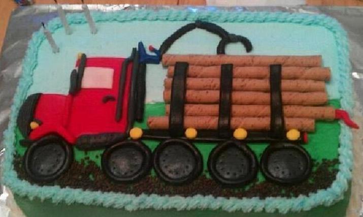 log truck birthday cake