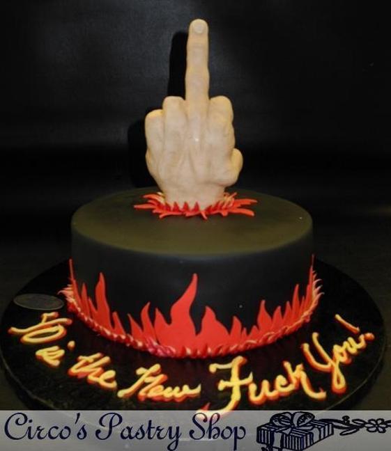 middle finger birthday cake