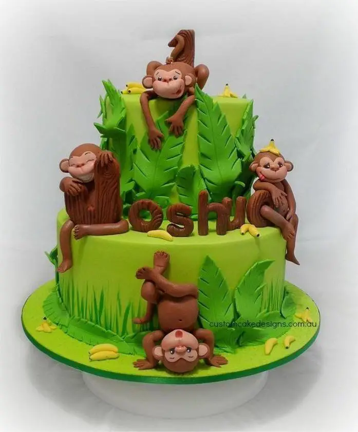 monkey themed birthday cake