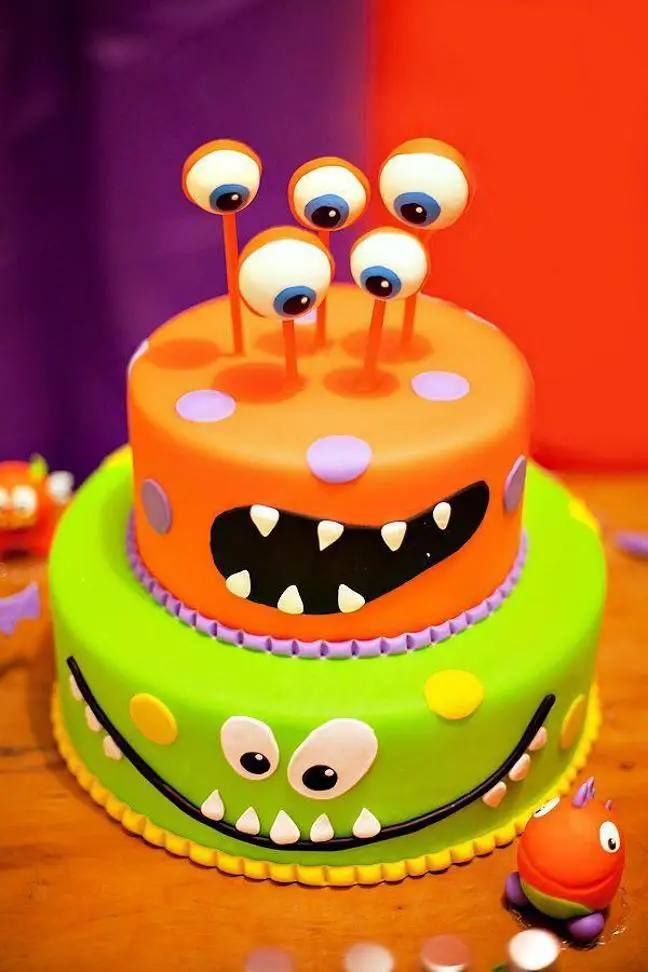 monster themed birthday cake