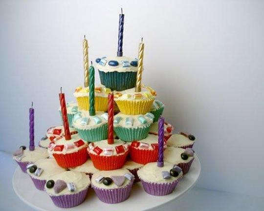 muffin birthday cake