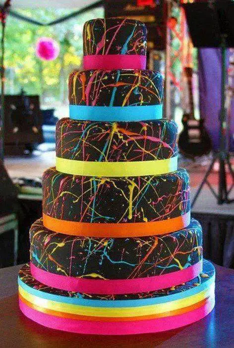 multi coloured birthday cake