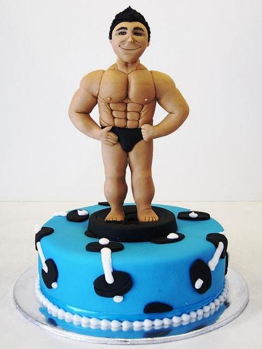 muscle man birthday cake