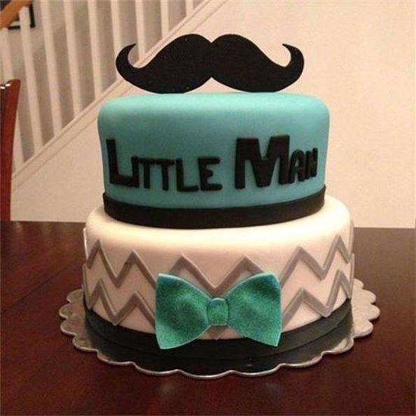 mustache themed birthday cake