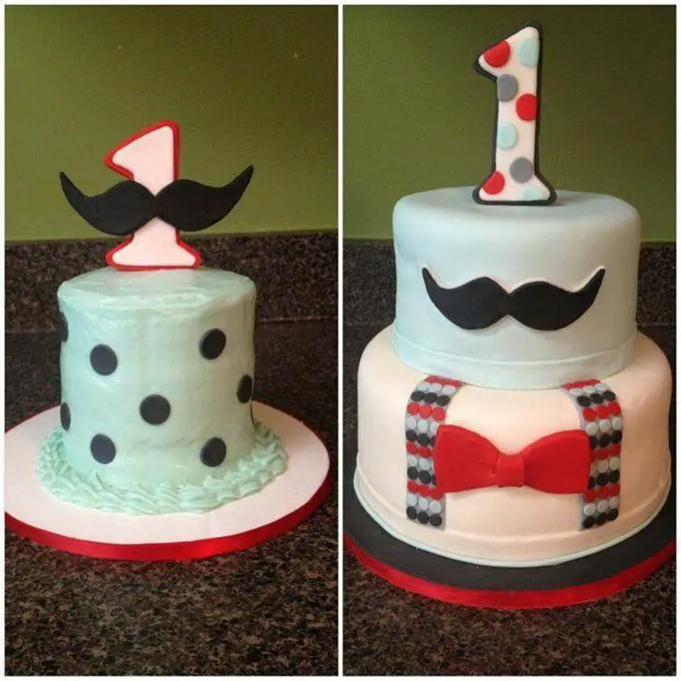 mustache themed birthday cake