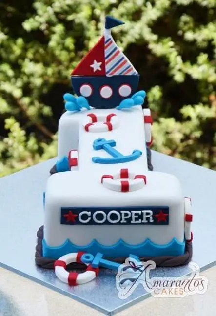 nautical first birthday cake