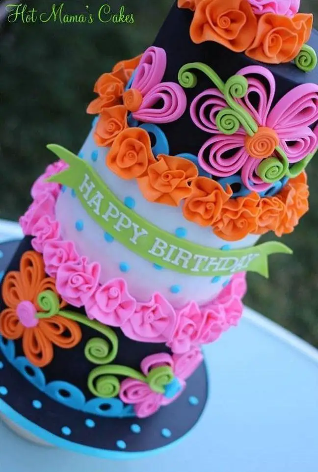 neon colored birthday cakes