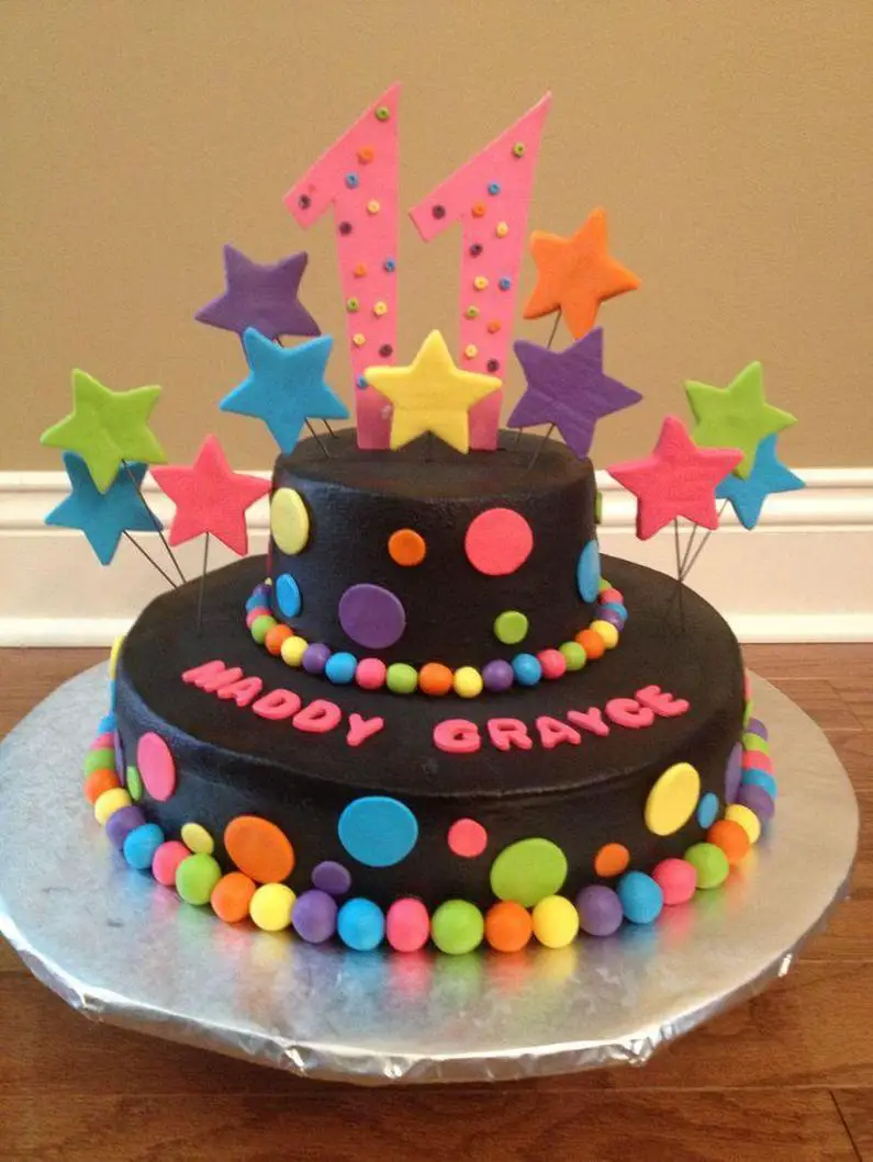 neon colored birthday cakes