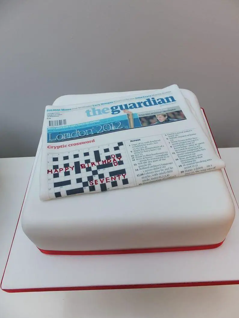 newspaper birthday cake