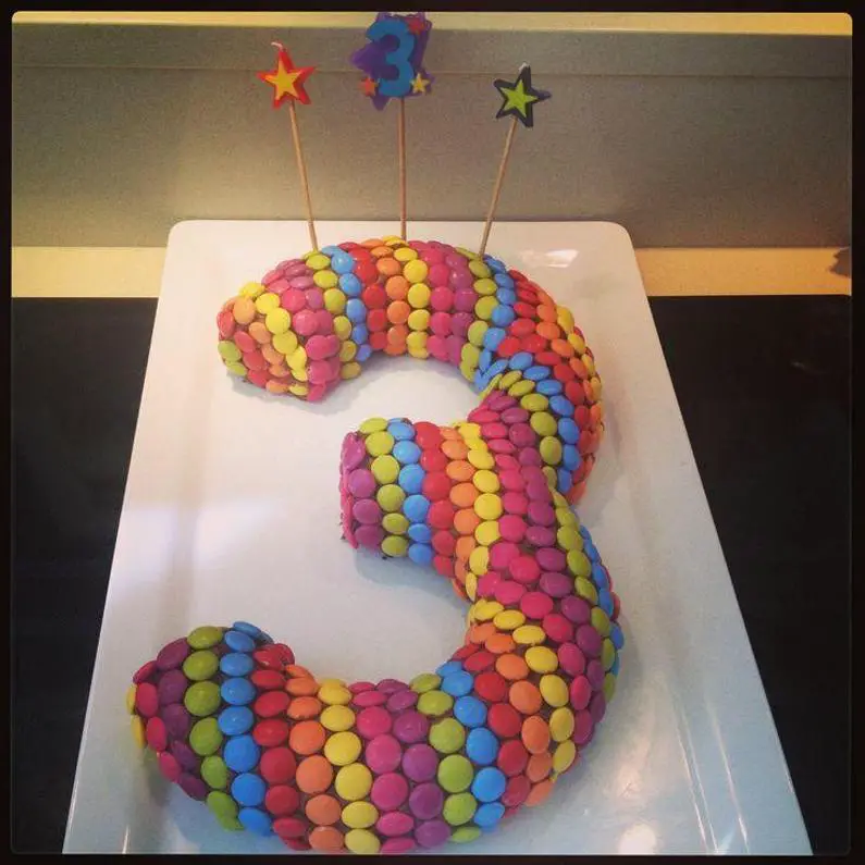 number 3 birthday cake