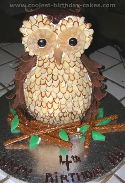 owl shaped birthday cake