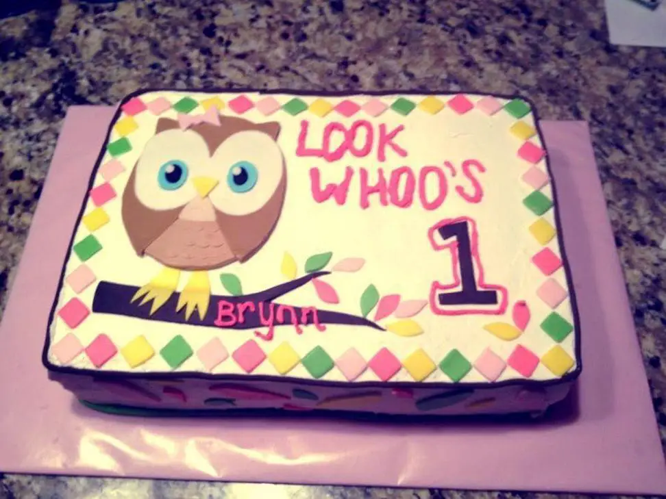 owl themed first birthday cake