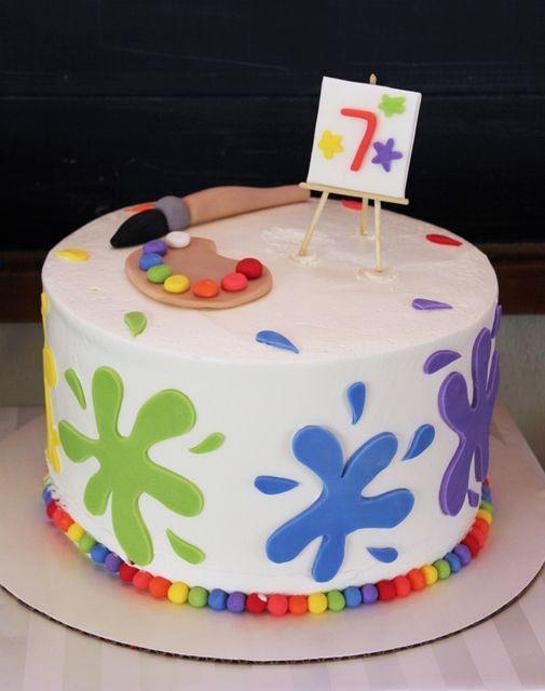 paint themed birthday cakes