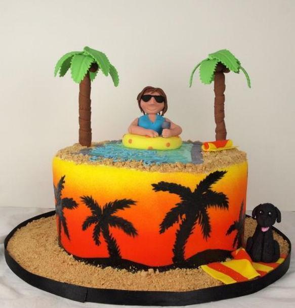 palm tree birthday cake