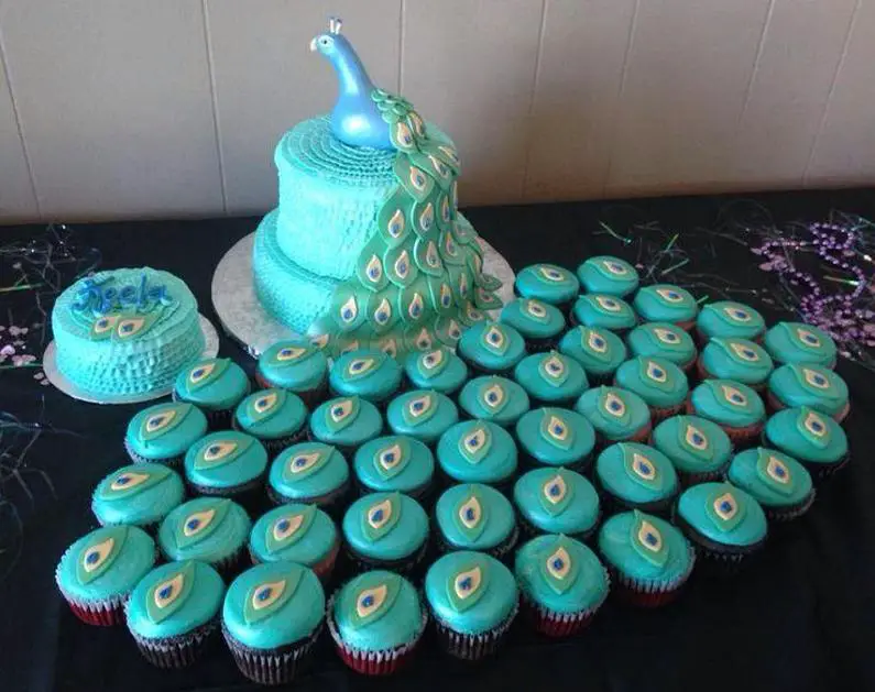 peacock themed birthday cakes