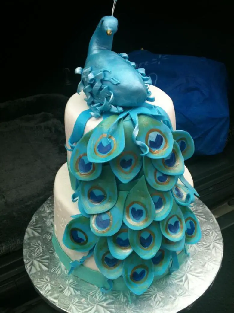 peacock themed birthday cakes