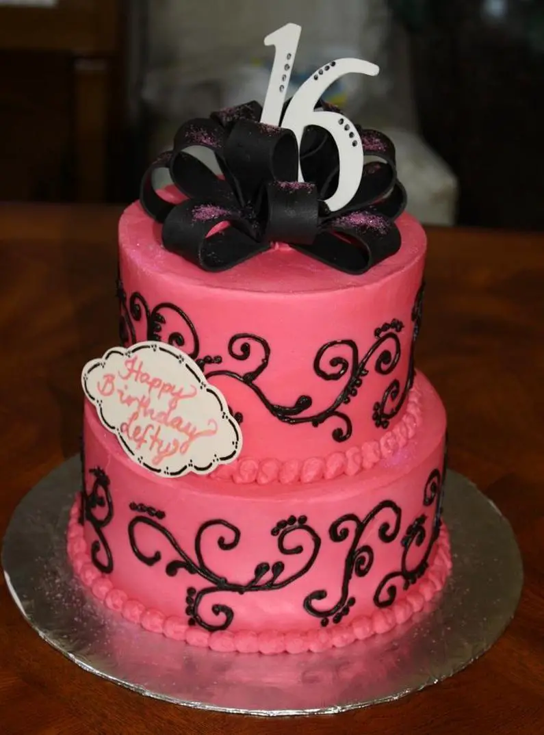 pink 16th birthday cakes