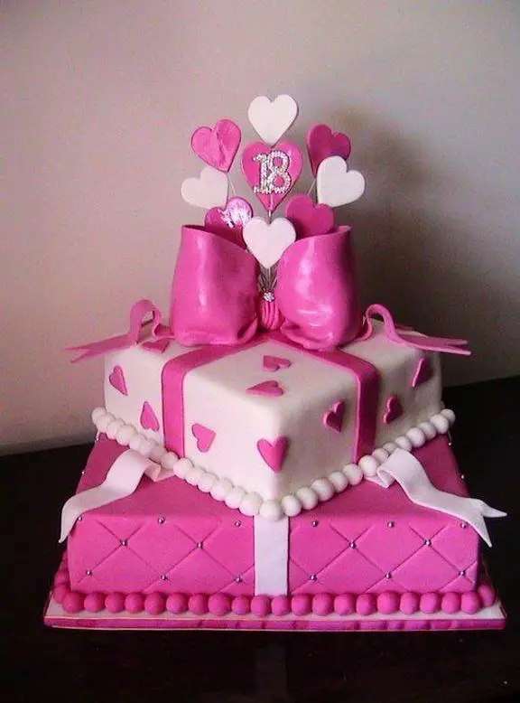 pink 18 birthday cake