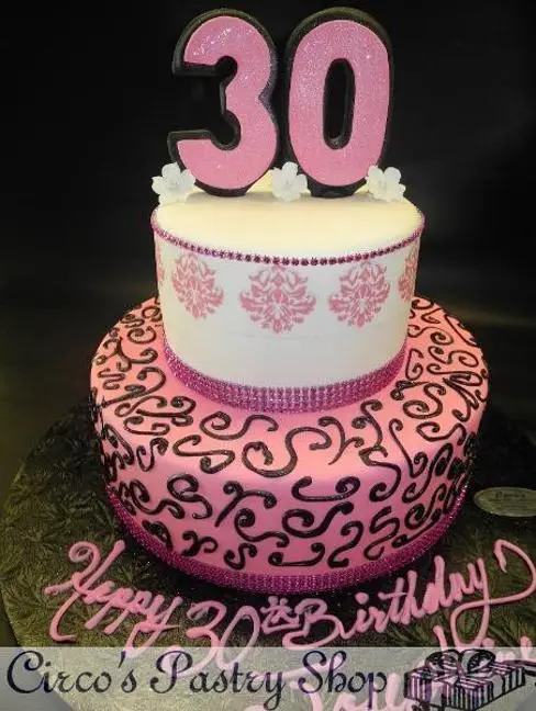 pink 30th birthday cake