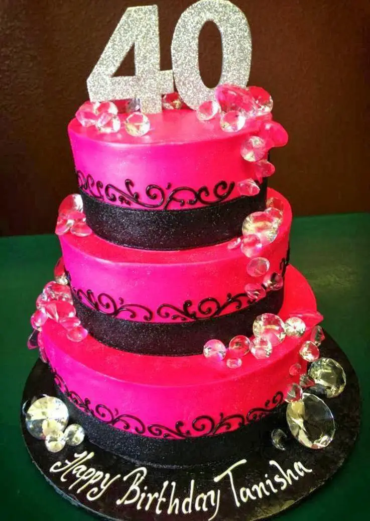 pink 40th birthday cakes
