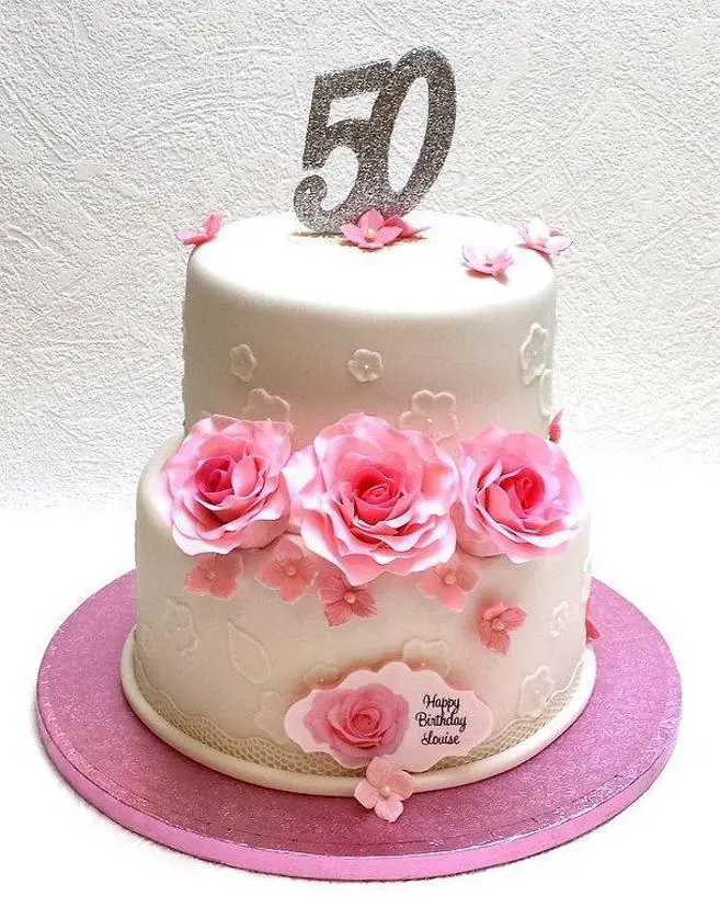 Pink 50th birthday cakes