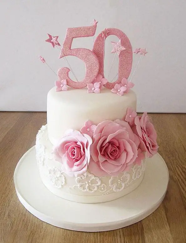 Pink 50th birthday cakes