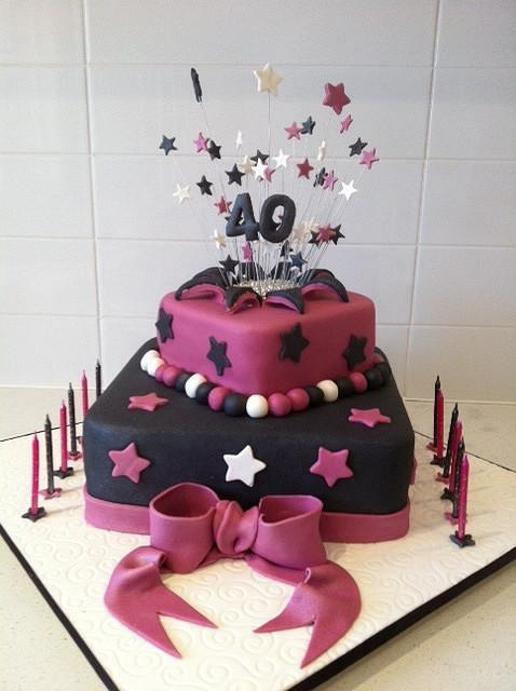 pink and black 40th birthday cakes