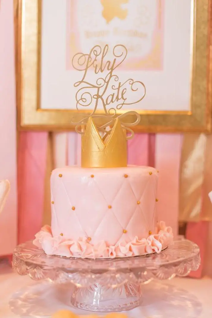 pink and gold birthday cake