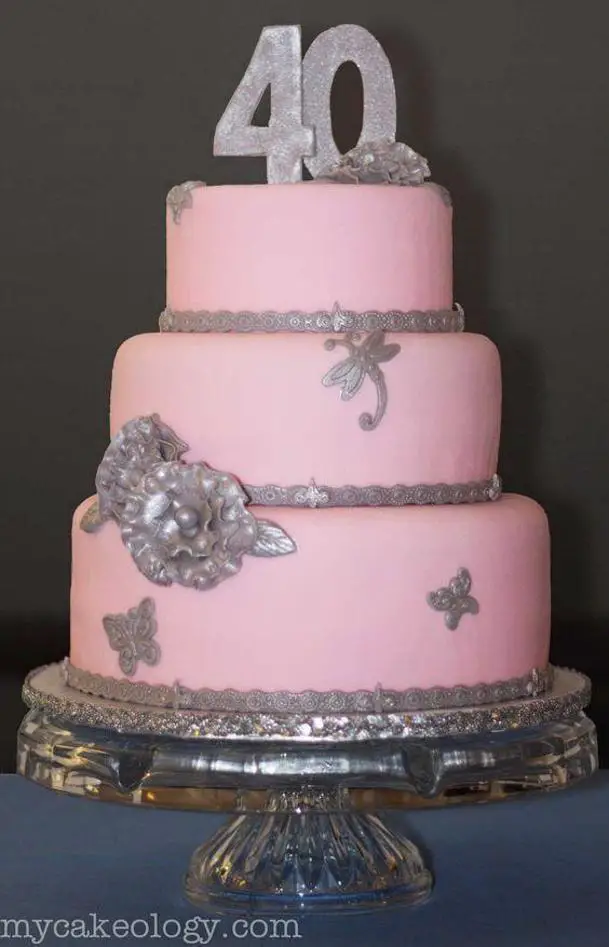 pink and silver birthday cakes