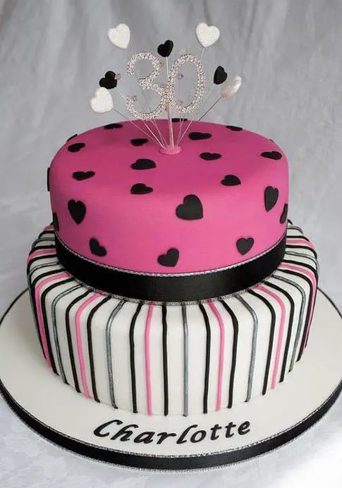 pink black and white birthday cakes