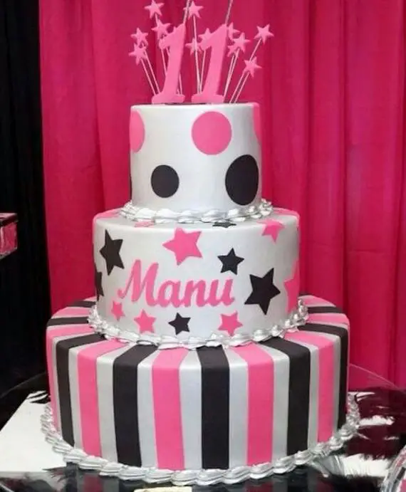 pink black white birthday cakes