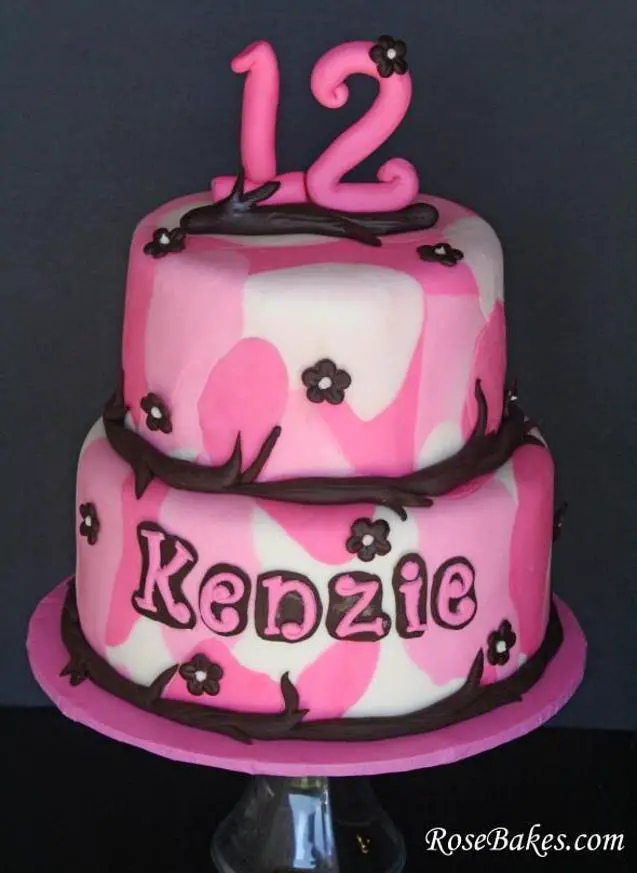 pink camouflage birthday cake