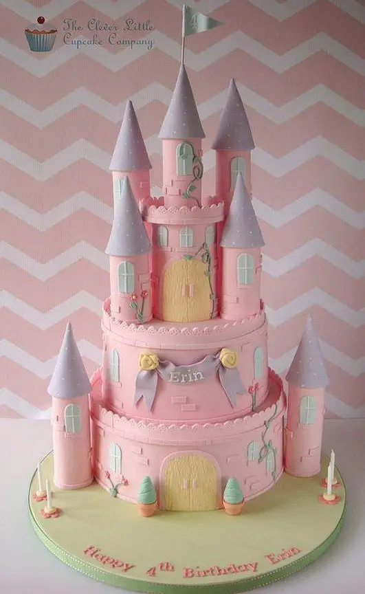 pink castle birthday cake