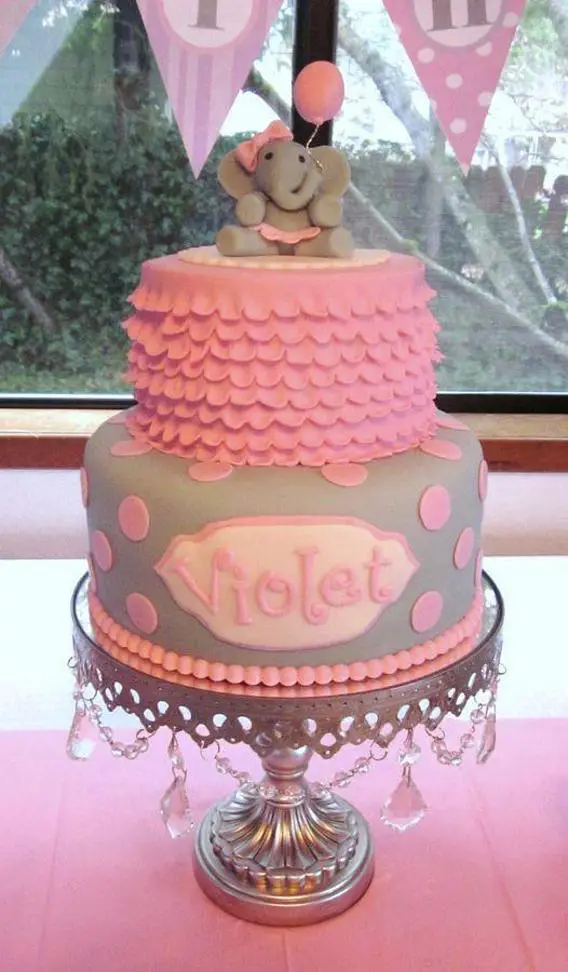 pink elephant birthday cake