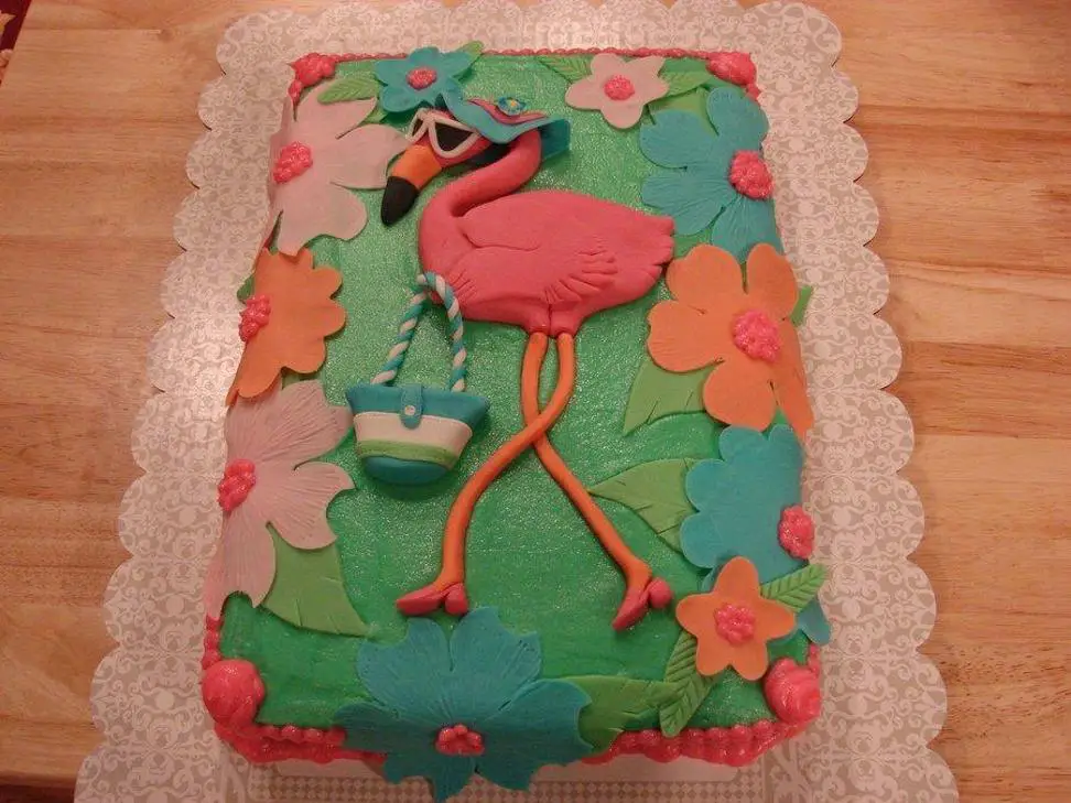 pink flamingo birthday cake