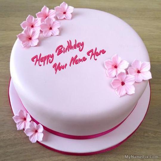 pink happy birthday cake