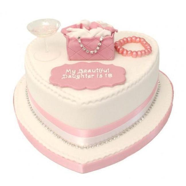 pink heart birthday cake