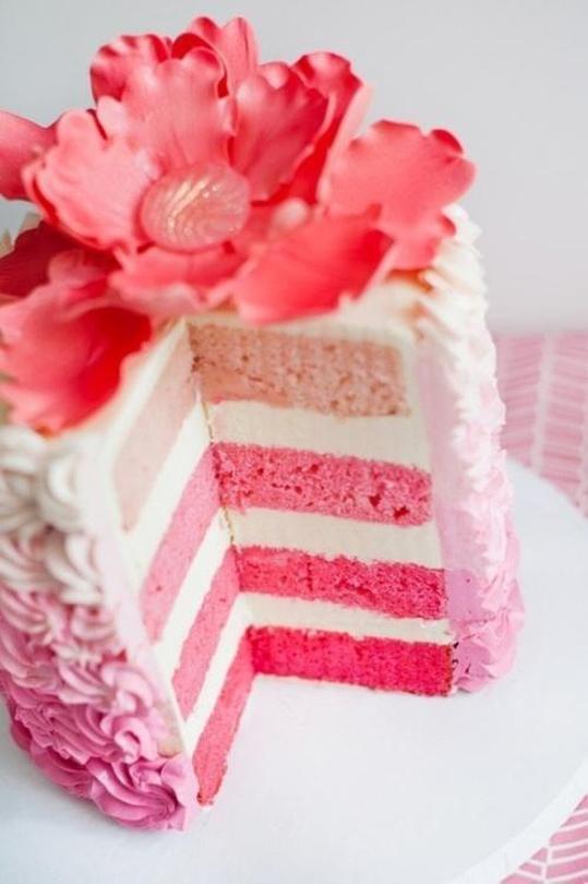 pink layered birthday cake