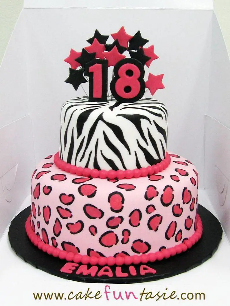 pink leopard birthday cake